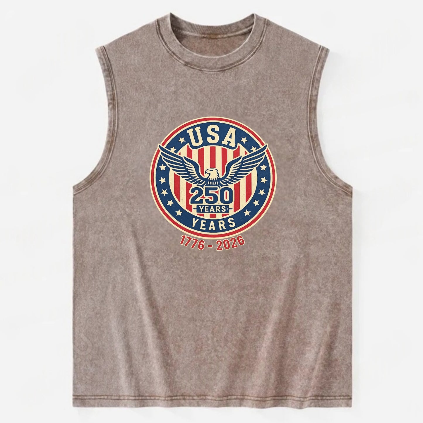 Usa 250 Years Eagle Seal - Vintage Washed Tank - Brown