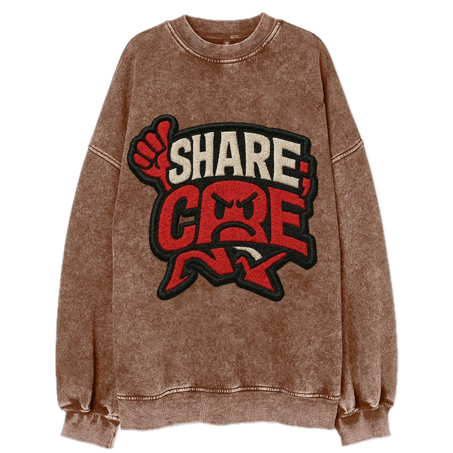 SHARE;CARE TOO MUCH Oversharer Green Hat - Vintage Sweatshirt - Brown