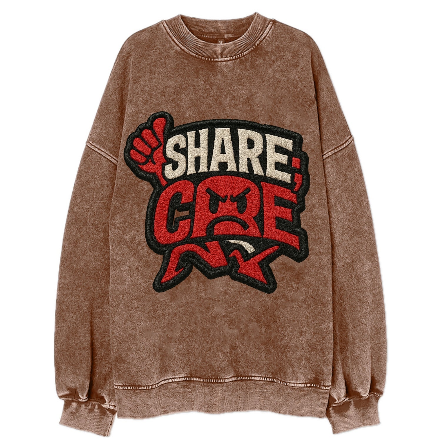SHARE;CARE TOO MUCH Oversharer Green Hat - Vintage Sweatshirt - Brown