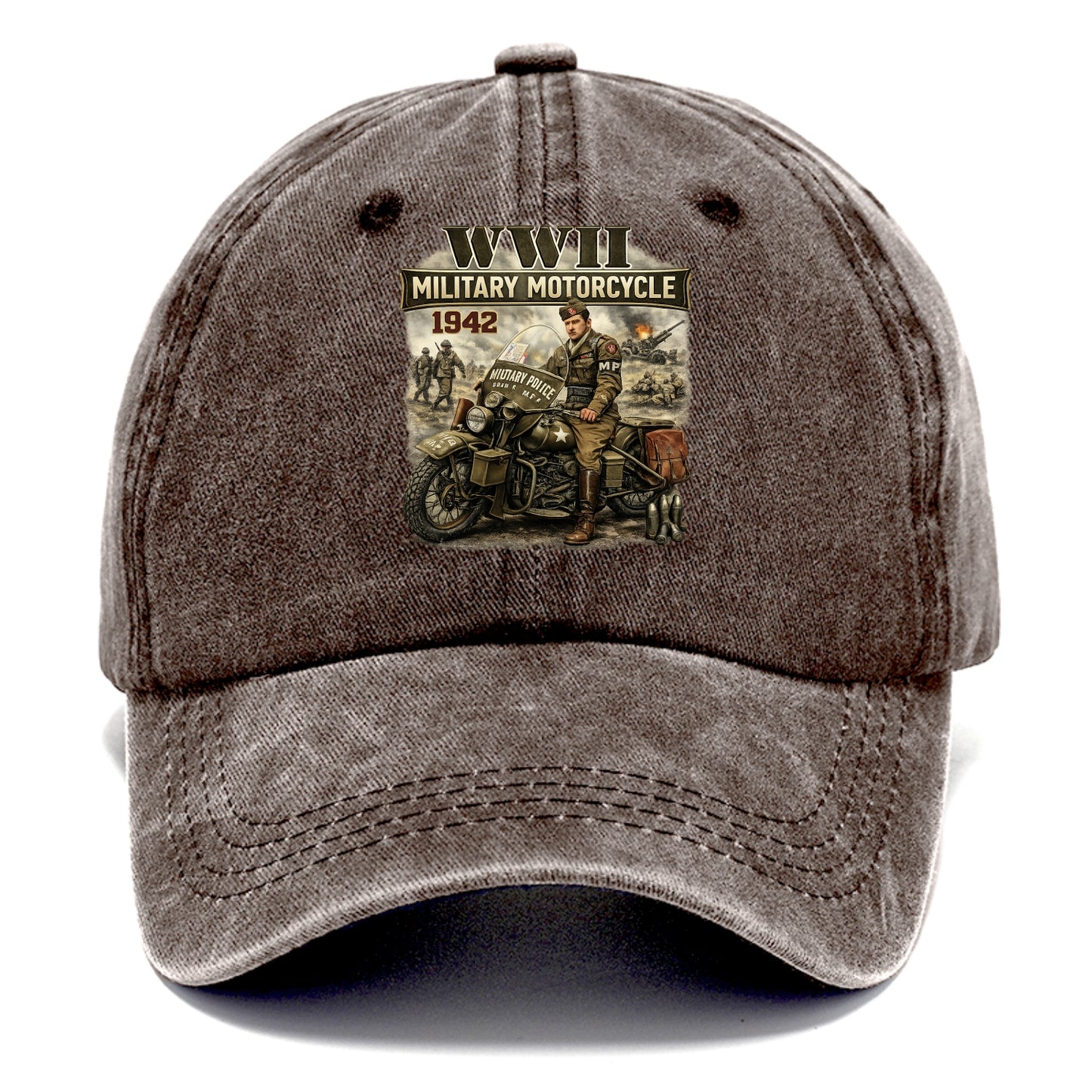 Wwii Military Motorcycle 1942 - Classic Cap - Brown