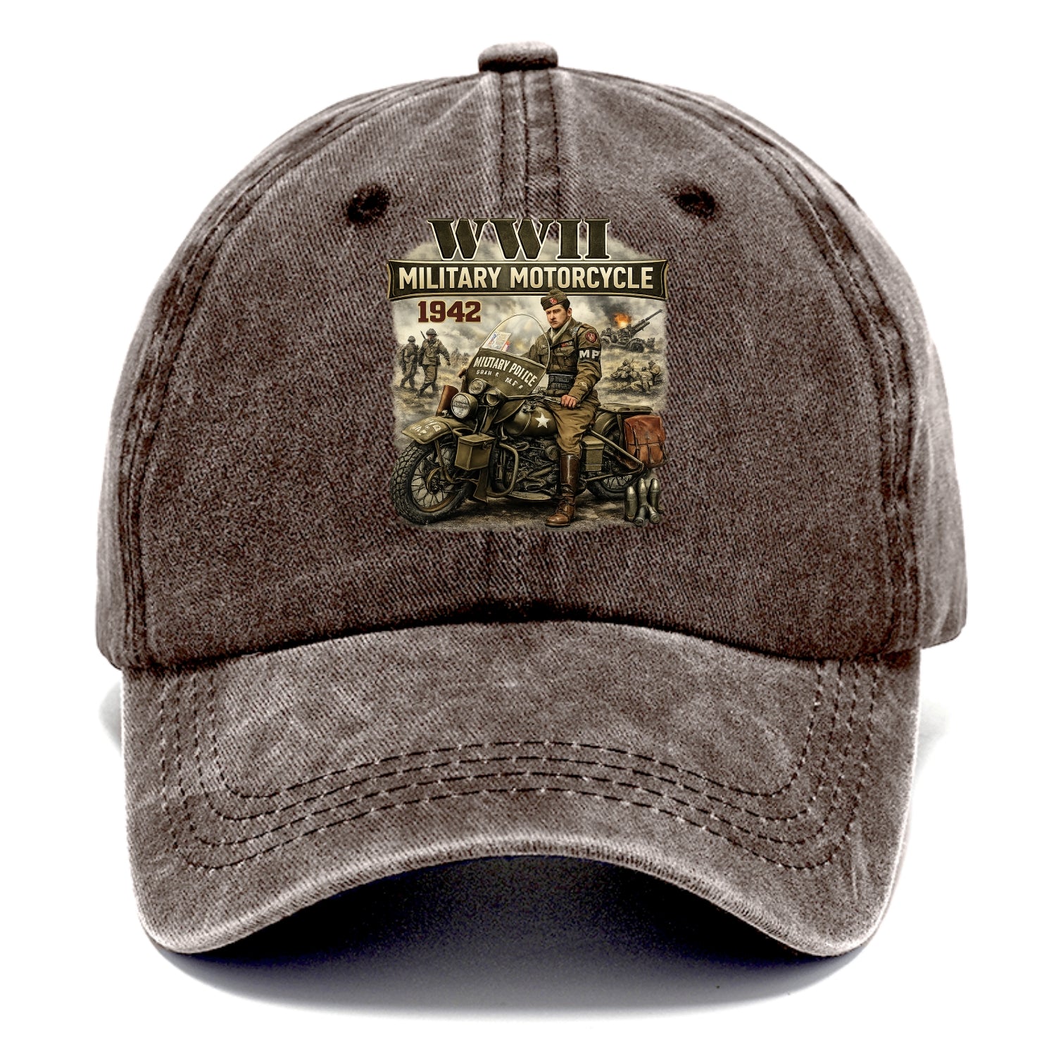 Wwii Military Motorcycle 1942 - Classic Cap - Brown