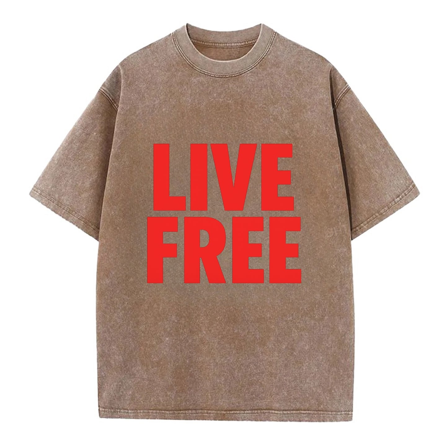 Bold typography design - "LIVE FREE" - unrestricted living - Vintage T-shirt - Brown
