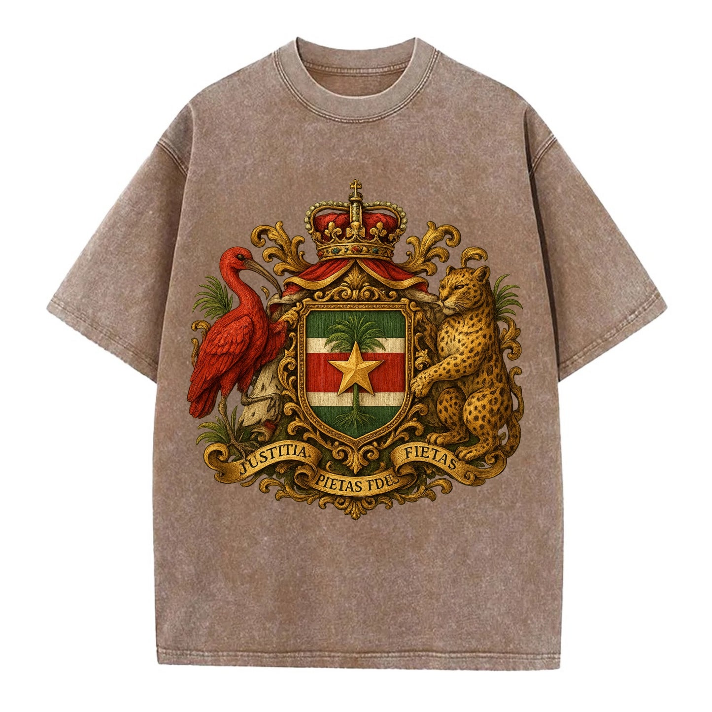 Suriname Star Emblem  - Vintage T-shirt - Brown