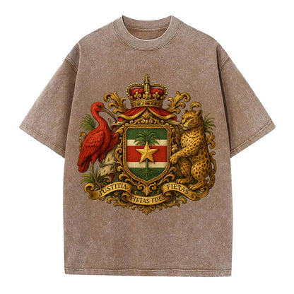 Suriname Star Emblem  - Vintage T-shirt - Brown
