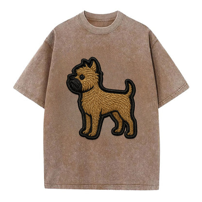 Affenpinscher - Contemporary wiry design - Vintage T-shirt - Brown