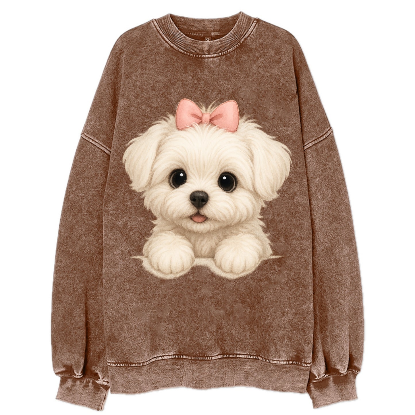 Maltese  - Vintage Sweatshirt - Brown