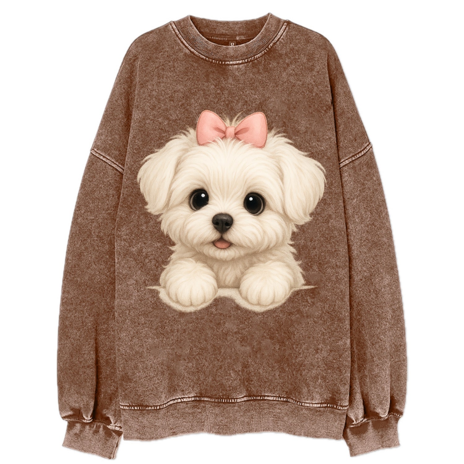 Maltese  - Vintage Sweatshirt - Brown