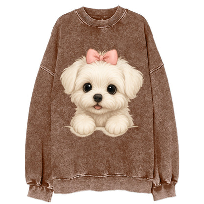 Maltese  - Vintage Sweatshirt - Brown