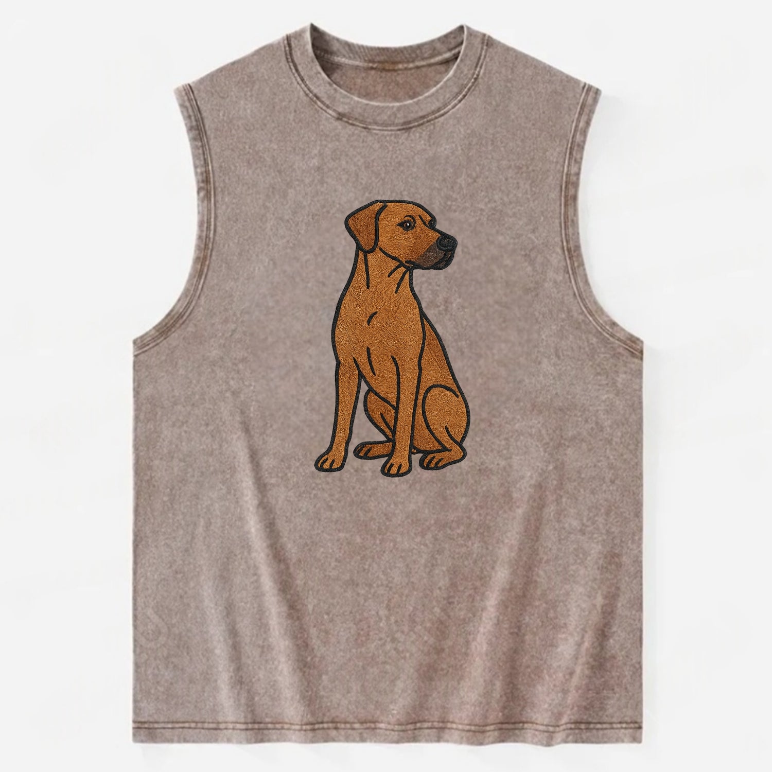 Rhodesian Ridgeback - Red wheaten embroidered pose - Vintage Washed Tank - Brown