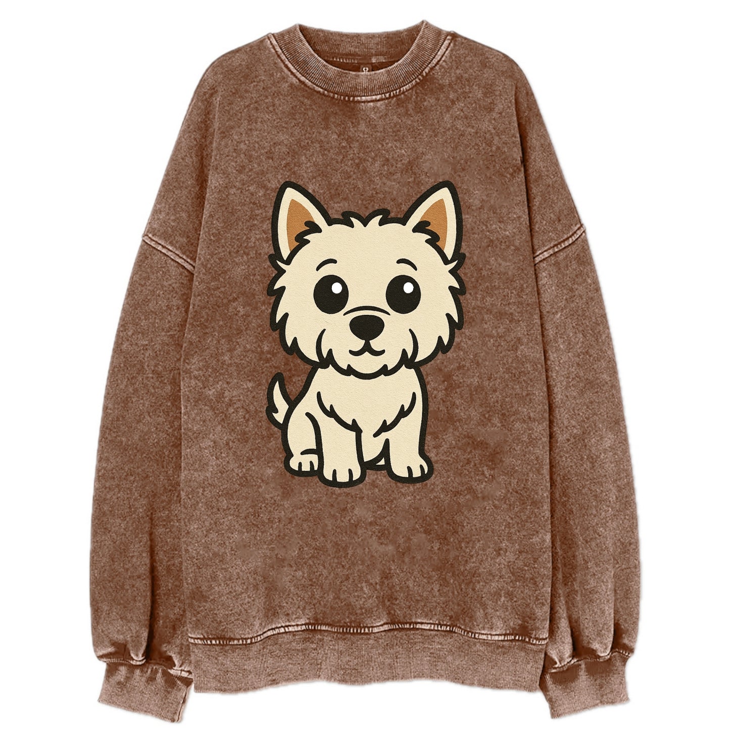 West Highland White Terrier - Alert standing pose - Vintage Sweatshirt - Brown