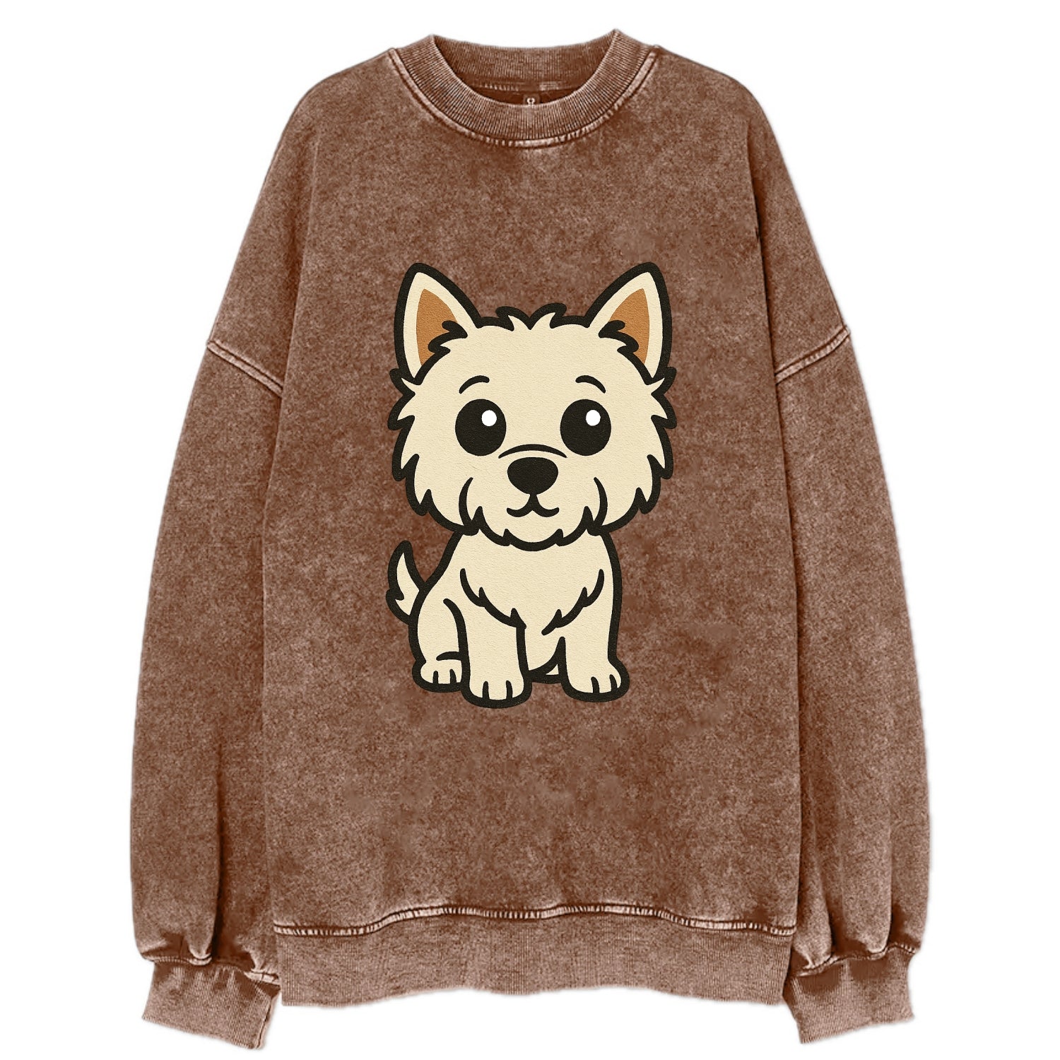 West Highland White Terrier - Alert standing pose - Vintage Sweatshirt - Brown