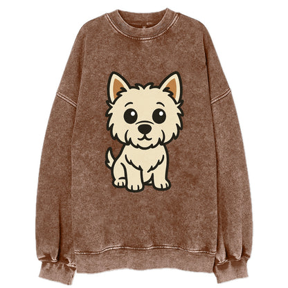 West Highland White Terrier - Alert standing pose - Vintage Sweatshirt - Brown