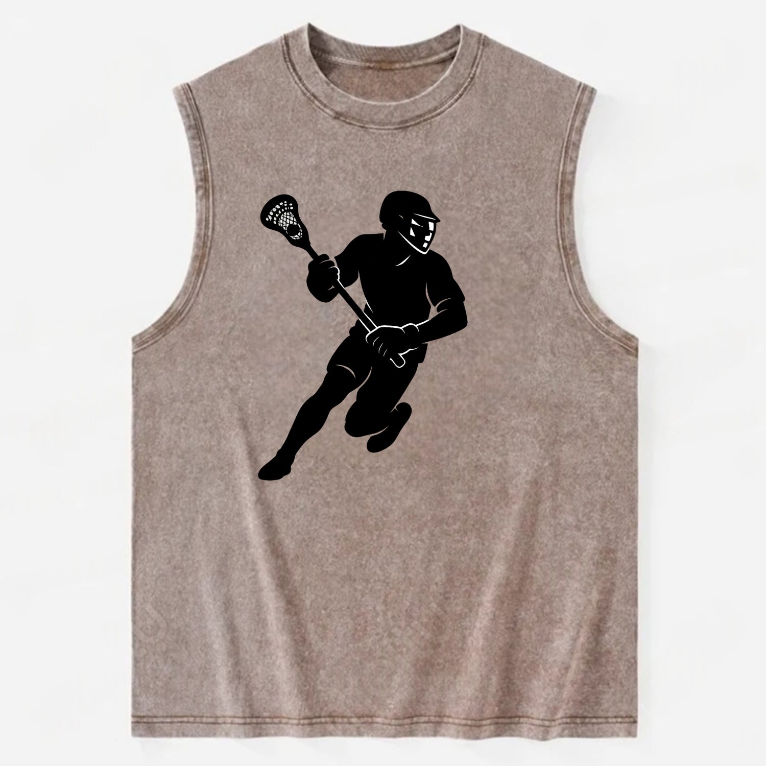 Lacrosse player cradling stick - Vintage Washed Tank - Brown