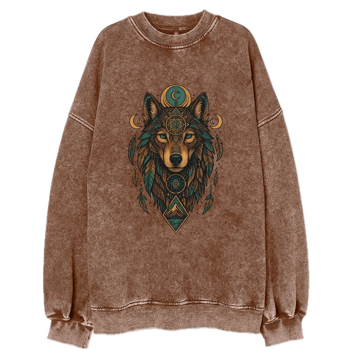 Retro 80s Wolf  - Vintage Sweatshirt - Brown