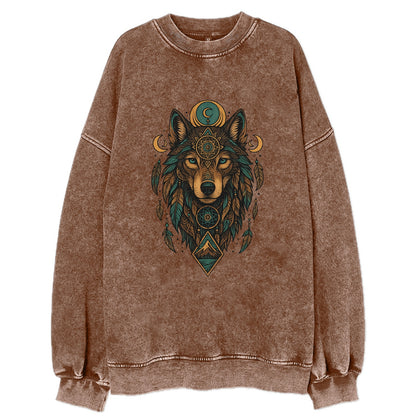 Retro 80s Wolf  - Vintage Sweatshirt - Brown