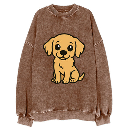 Golden Retriever - Head tilt curious pose - Vintage Sweatshirt - Brown