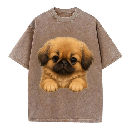 Pekingese  - Vintage T-shirt - Brown