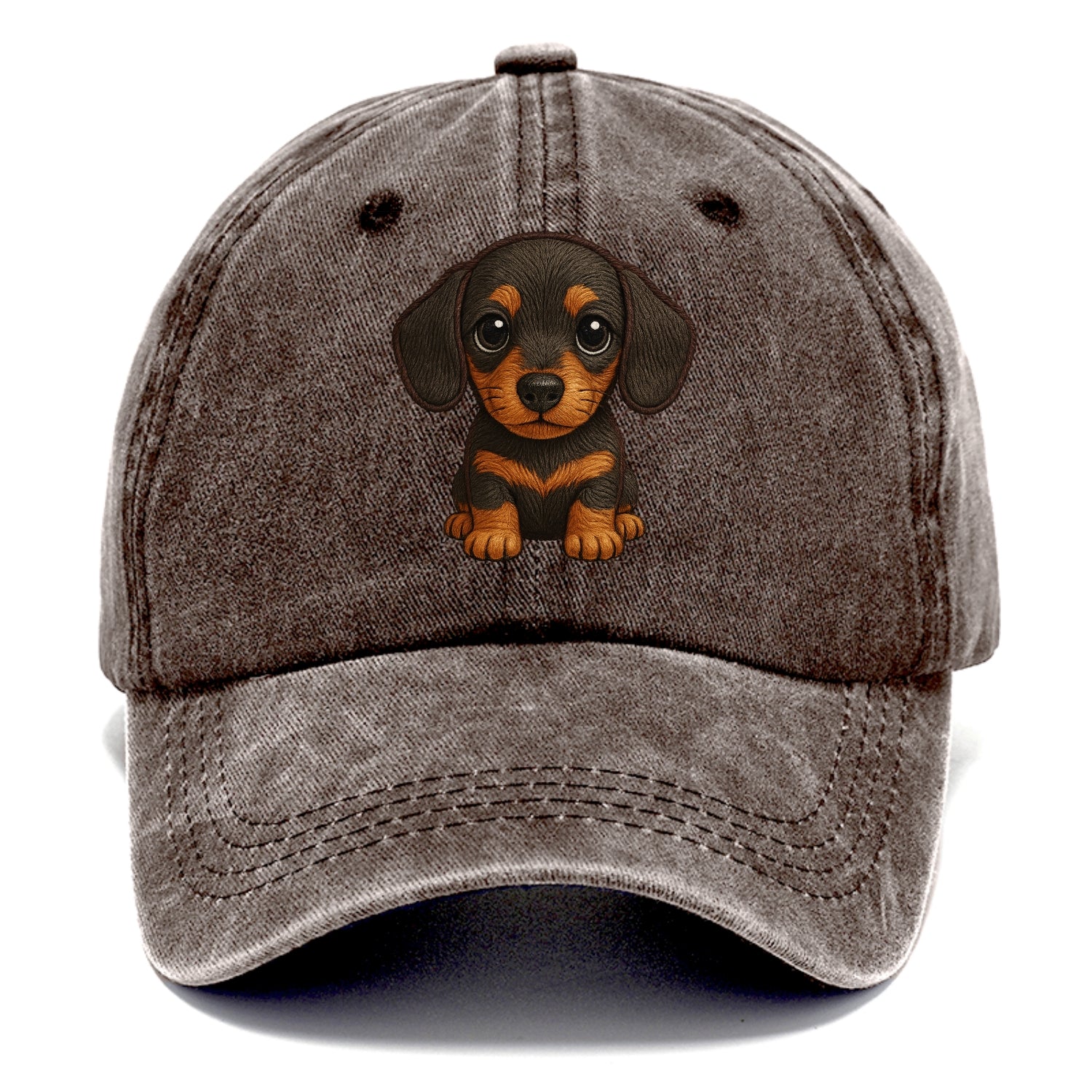 Baby Dachshund Puppy - long body, short legs, floppy ears, curious eyes, - Classic Cap - Brown