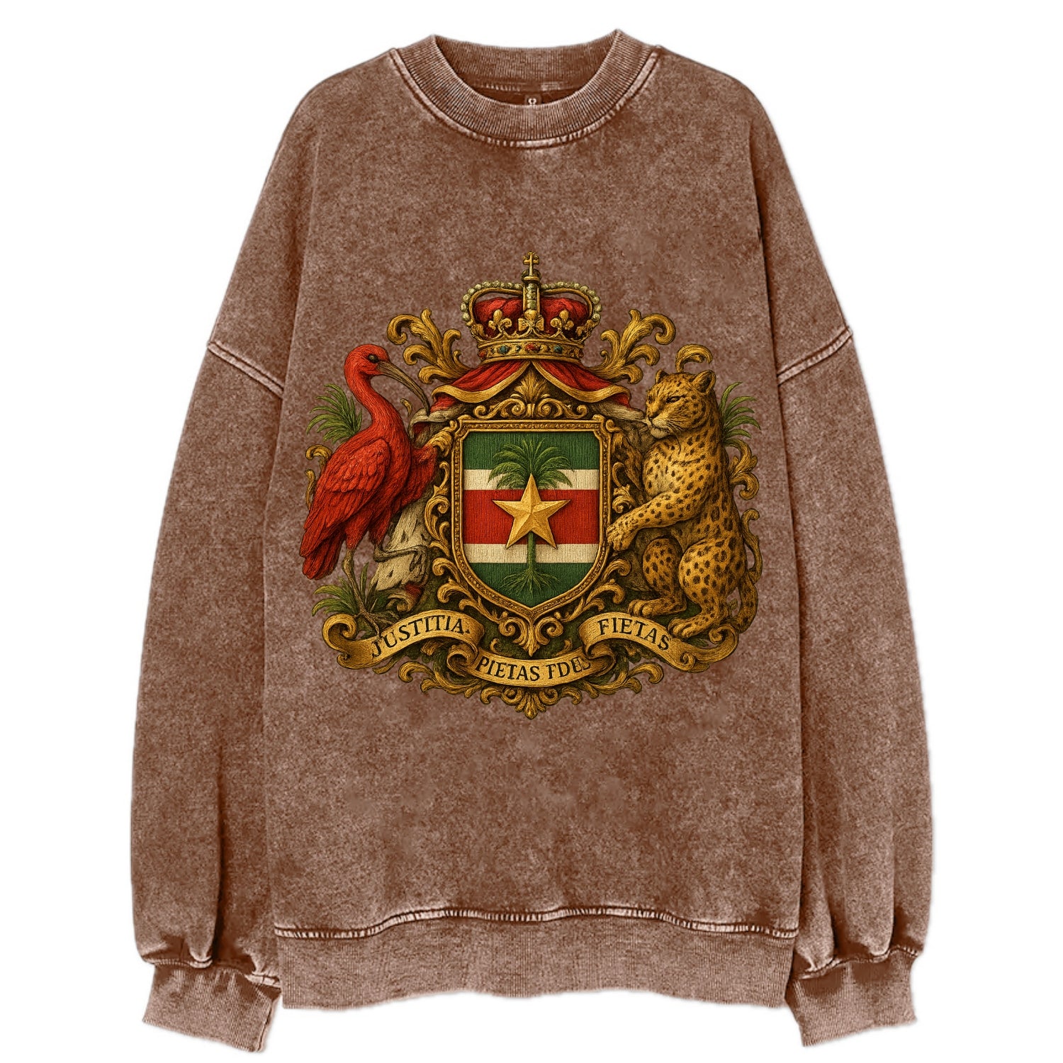 Suriname Star Emblem  - Vintage Sweatshirt - Brown