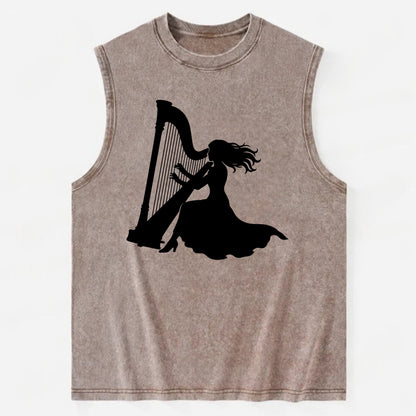 Harpist playing ethereal melody - Vintage Washed Tank - Brown