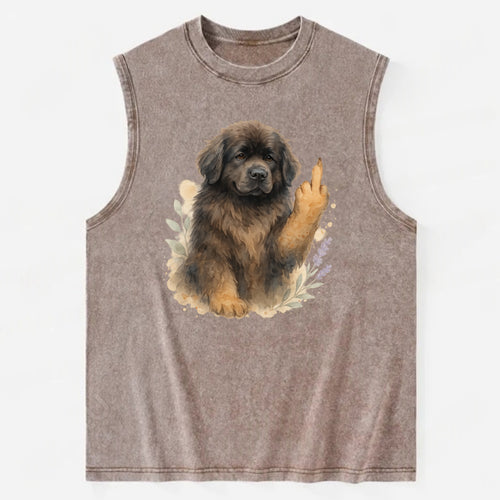 Newfoundland fluffy bear-like with webbed paws, massive gentle paw up - Vintage Washed Tank