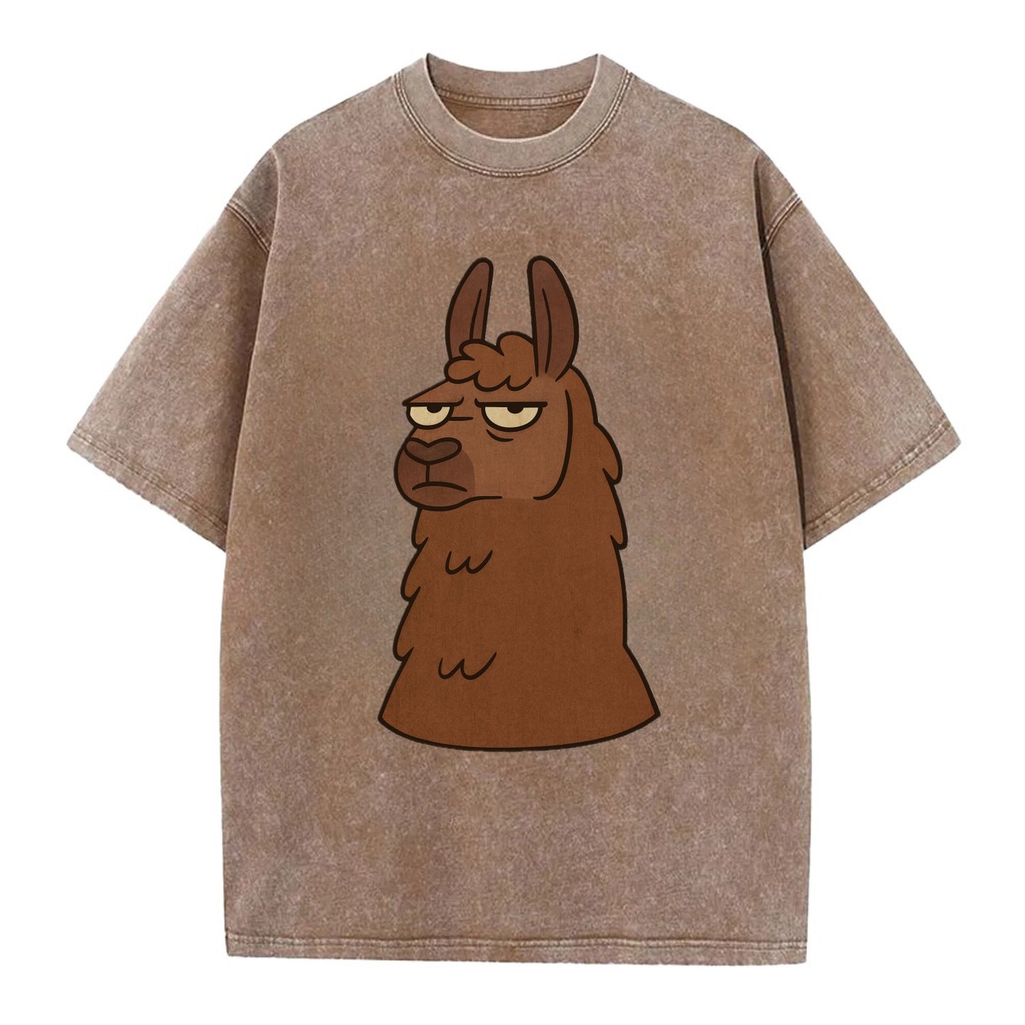 The Llama Judging Silently - Vintage T-shirt - Brown