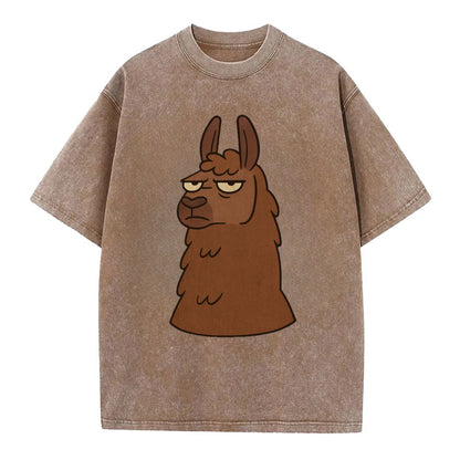 The Llama Judging Silently - Vintage T-shirt - Brown