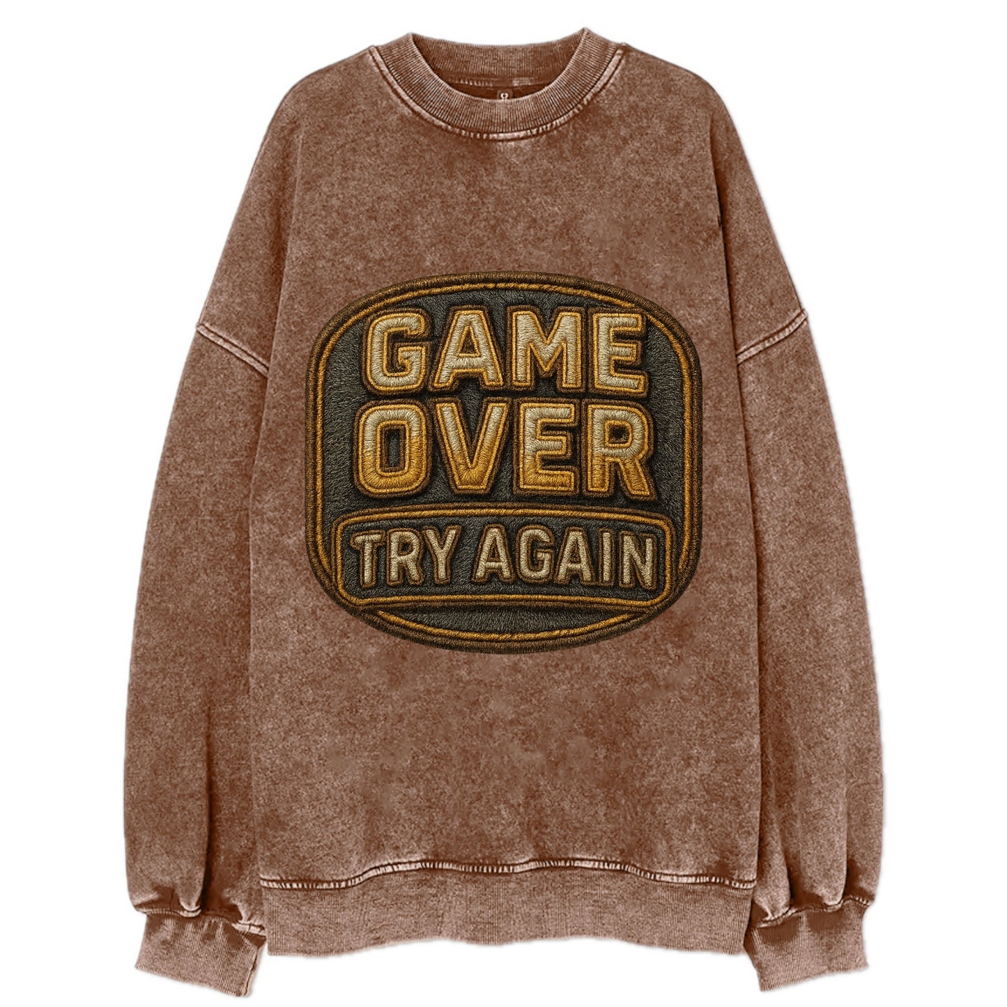 Game Over Try Again  - Vintage Sweatshirt - Brown