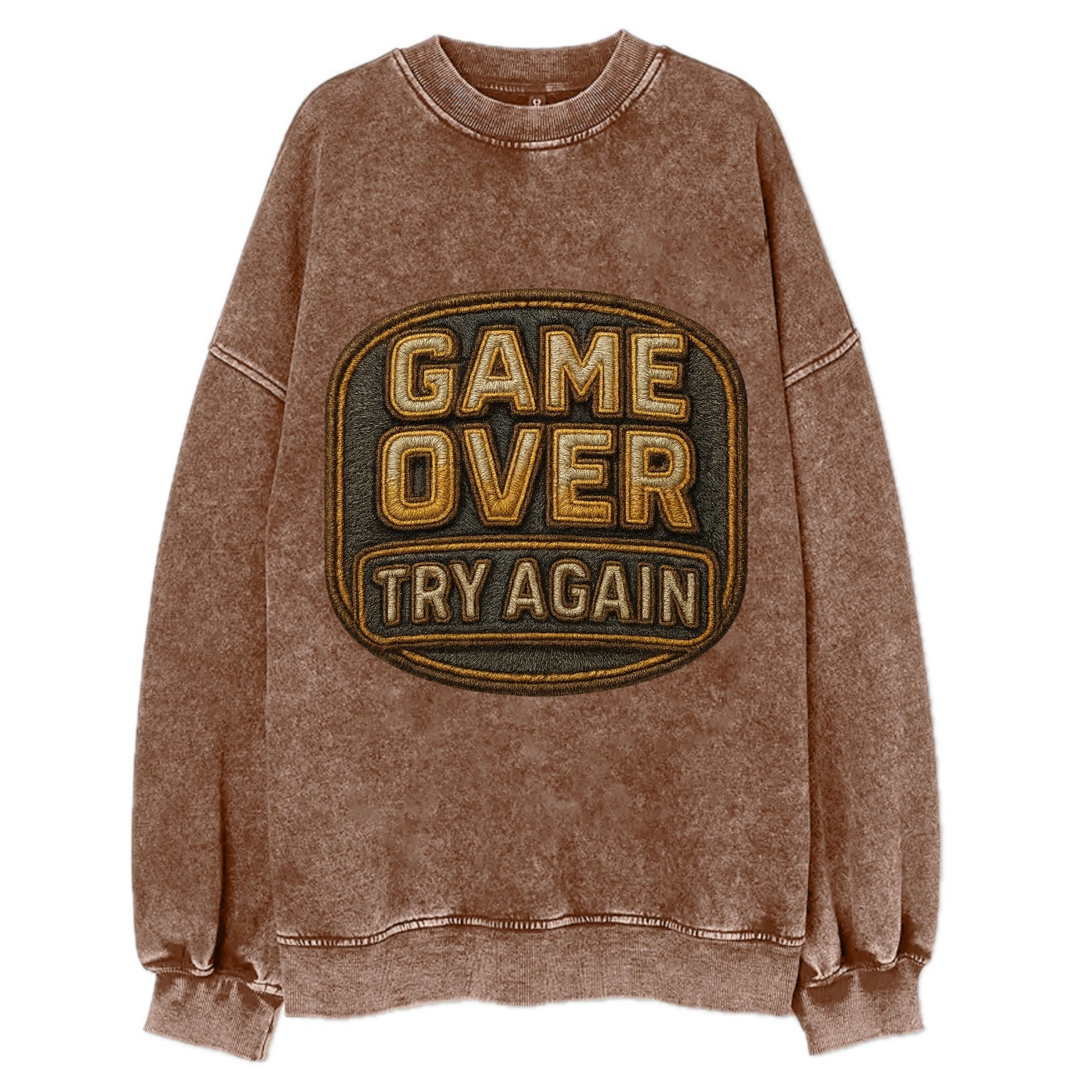Game Over Try Again  - Vintage Sweatshirt - Brown