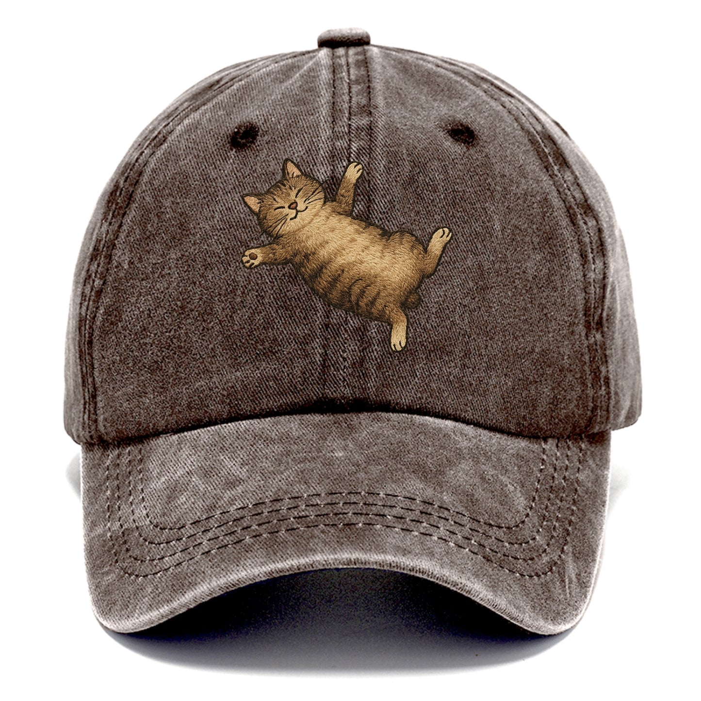 Manx  fully relaxed sprawled out embroid Classic Cap - Brown