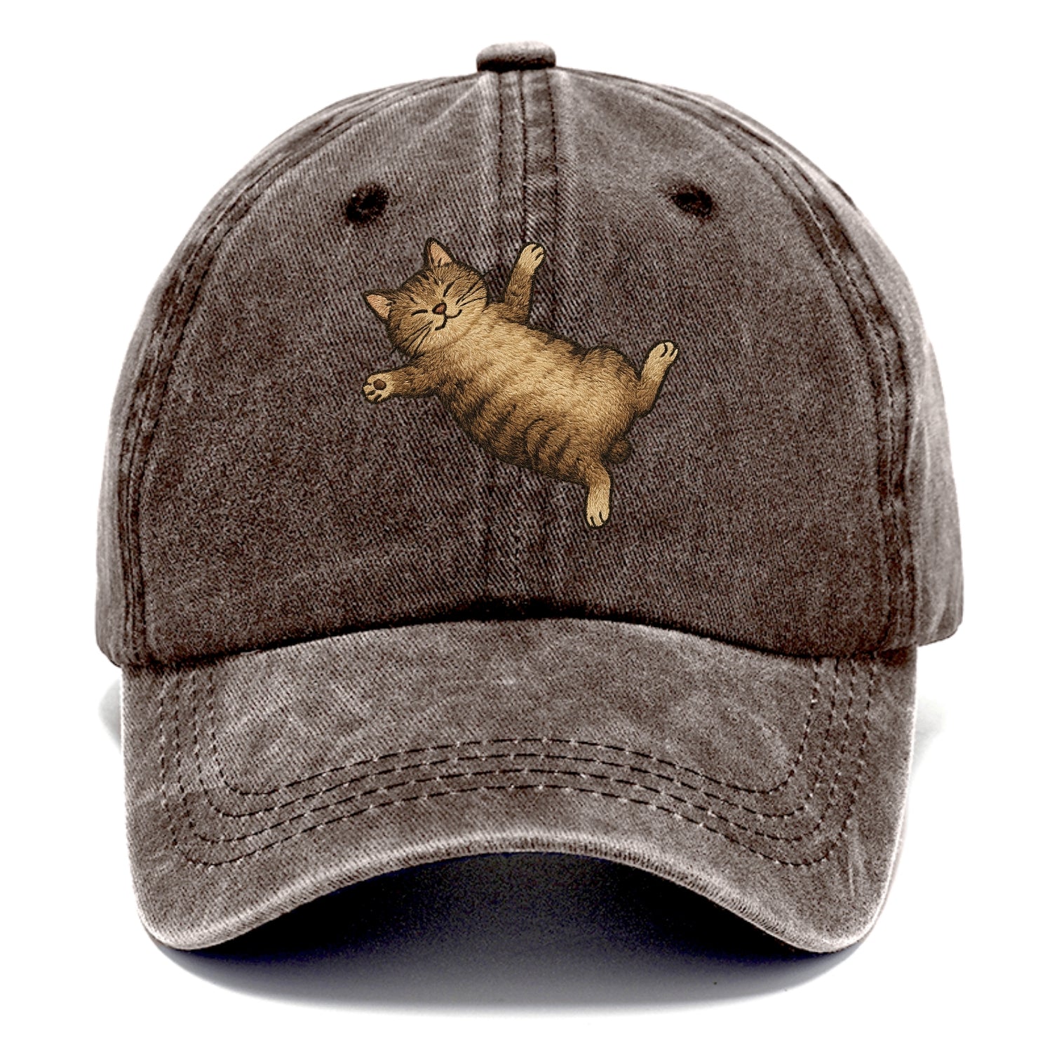 Manx  fully relaxed sprawled out embroid Classic Cap - Brown