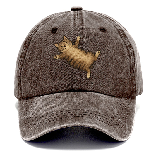 Manx  fully relaxed sprawled out embroid Classic Cap - Brown