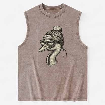 Toledo Great Blue Heron wearing Toledo b - Vintage Washed Tank - Brown