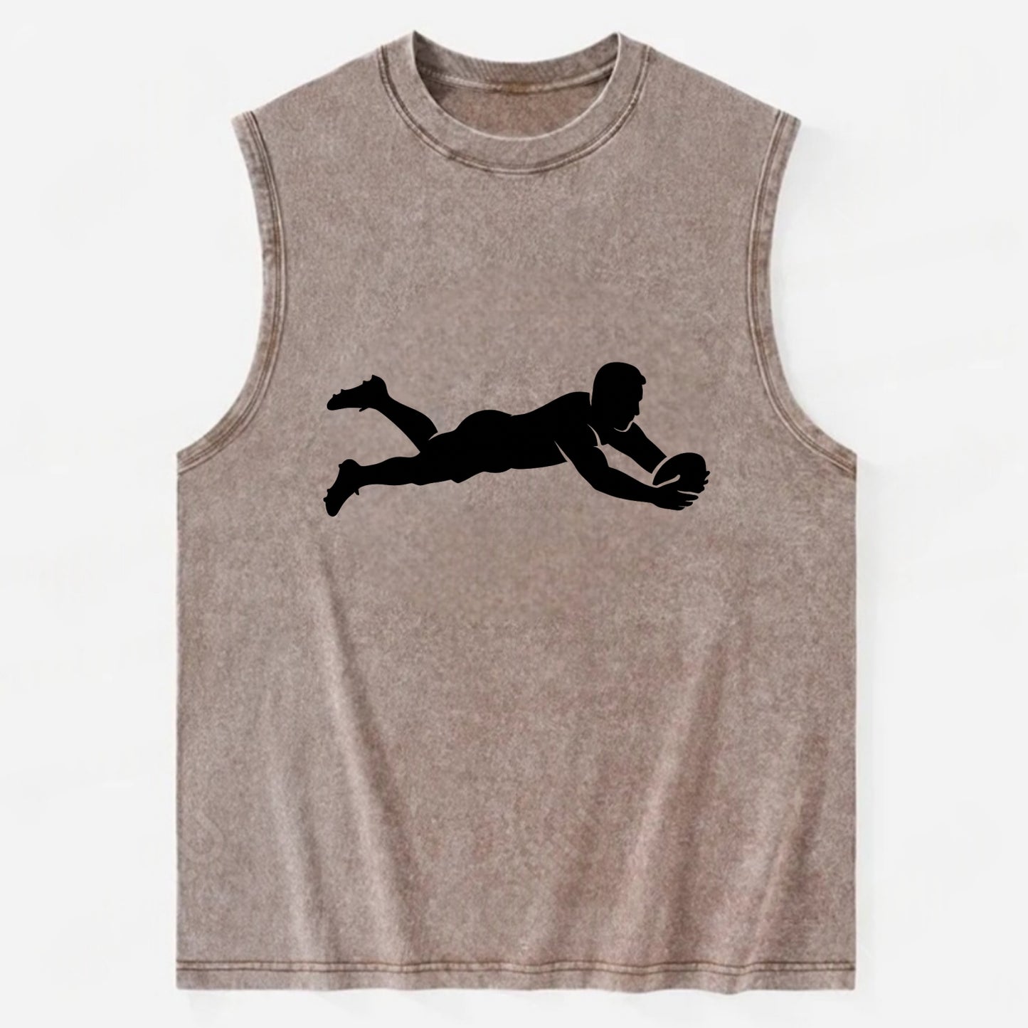 Rugby player diving for try - Vintage Washed Tank - Brown