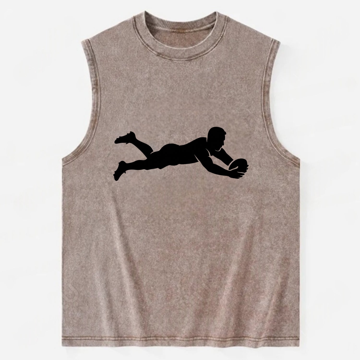 Rugby player diving for try - Vintage Washed Tank - Brown