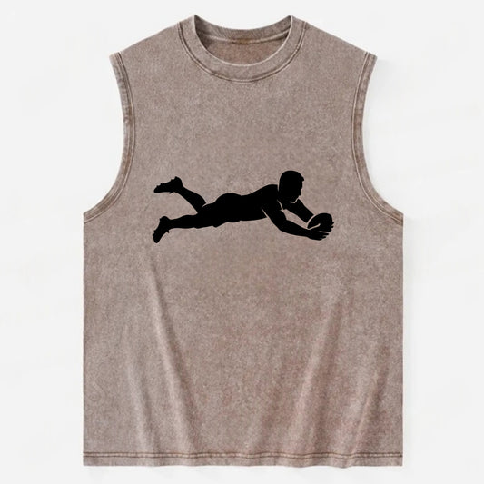 Rugby player diving for try - Vintage Washed Tank - Brown