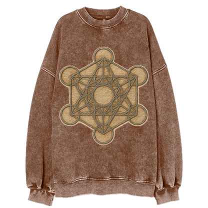 Metatron's Cube  - Vintage Sweatshirt - Brown