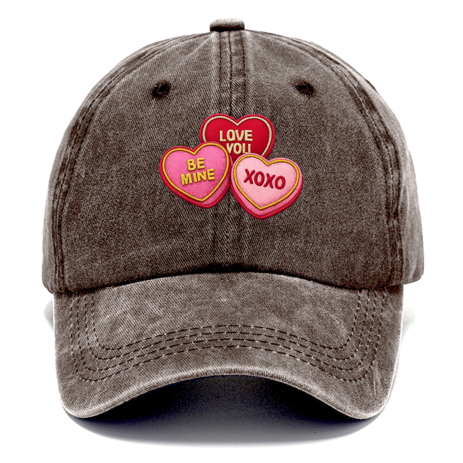 VALENTINES HEARTS - candy hearts in pink and red , love day - Classic Cap - Brown