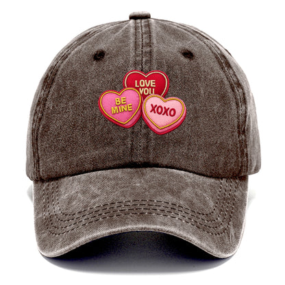 VALENTINES HEARTS - candy hearts in pink and red , love day - Classic Cap - Brown