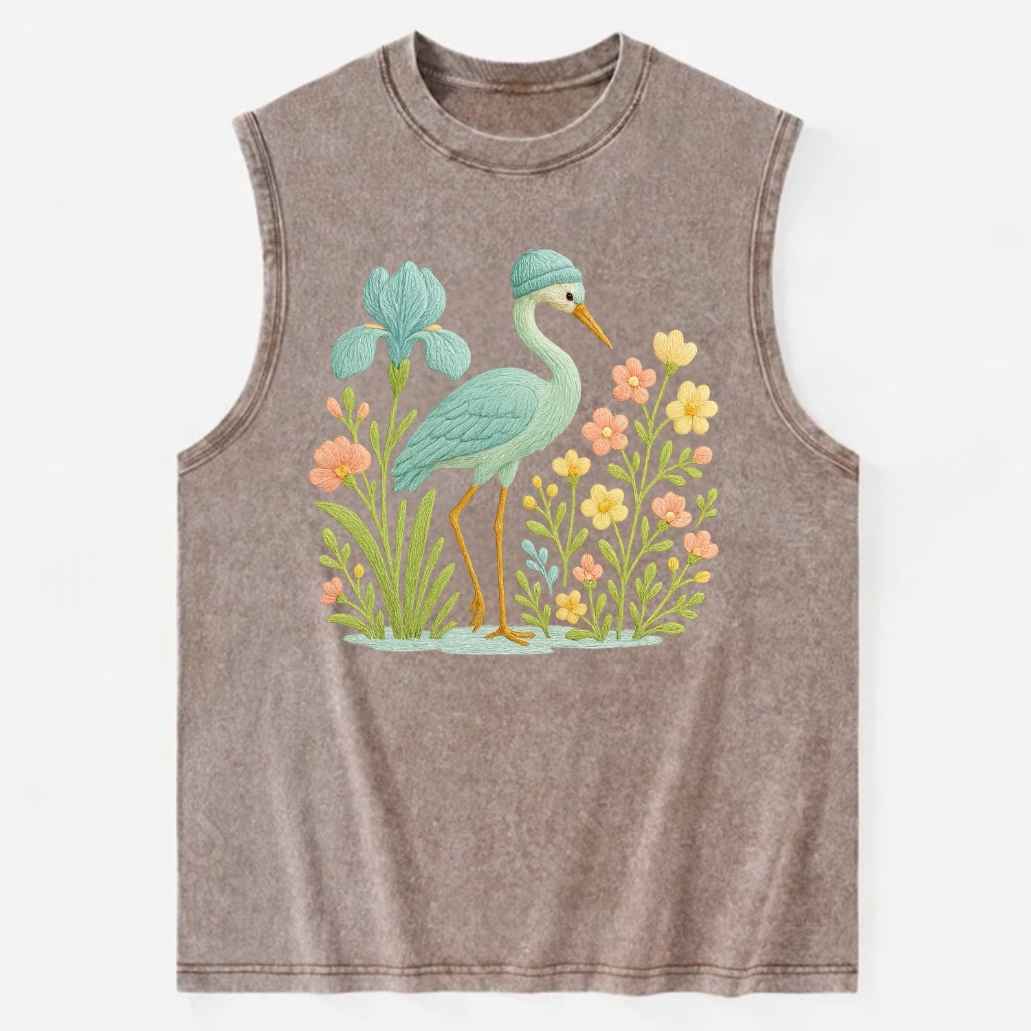 Mint Crane - Vintage Washed Tank - Brown