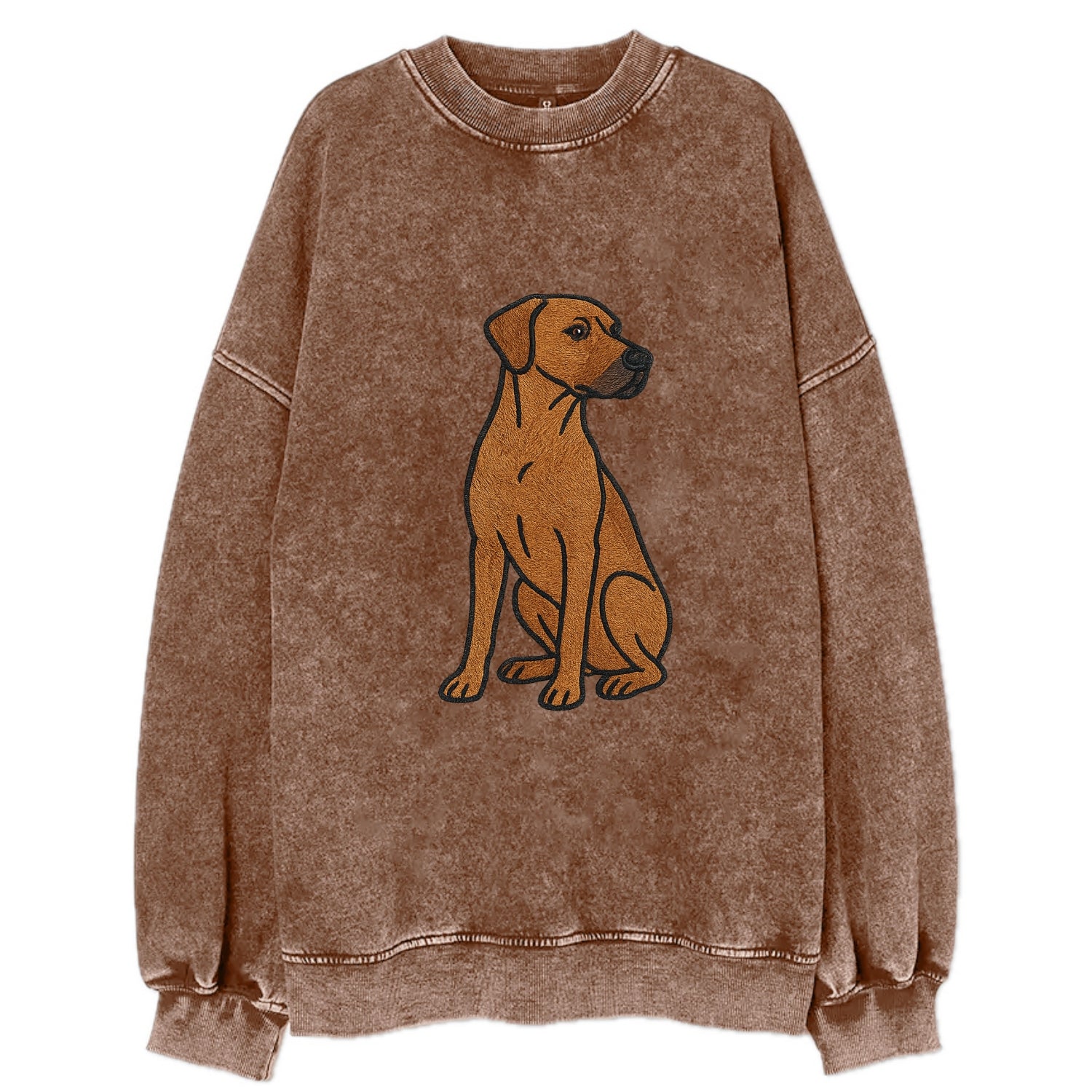 Rhodesian Ridgeback - Red wheaten embroidered pose - Vintage Sweatshirt - Brown