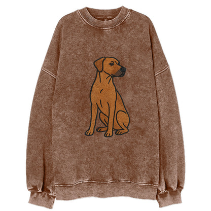 Rhodesian Ridgeback - Red wheaten embroidered pose - Vintage Sweatshirt - Brown