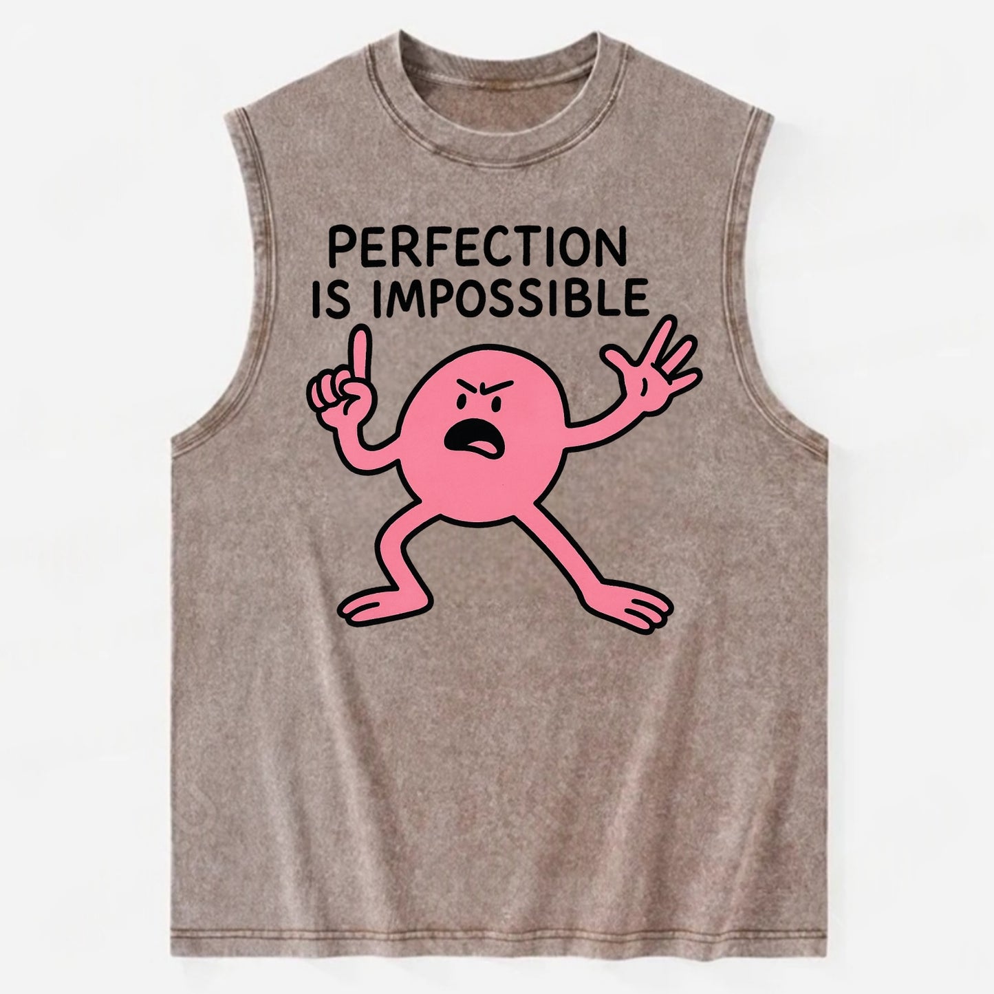 PERFECTION IS IMPOSSIBLE | Asymmetrical circle trying - - Vintage Washed Tank - Brown