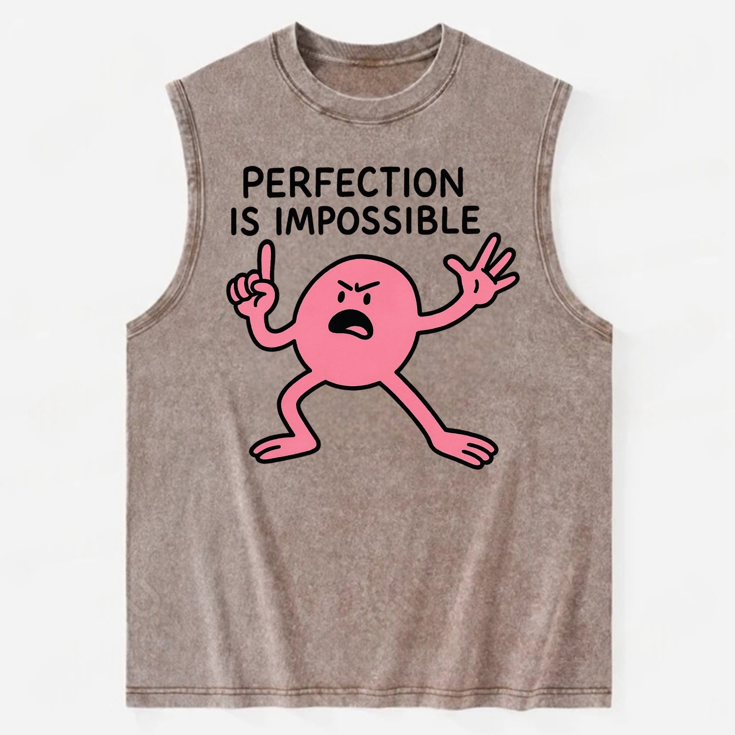 PERFECTION IS IMPOSSIBLE | Asymmetrical circle trying - - Vintage Washed Tank - Brown