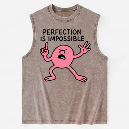 PERFECTION IS IMPOSSIBLE | Asymmetrical circle trying - - Vintage Washed Tank - Brown