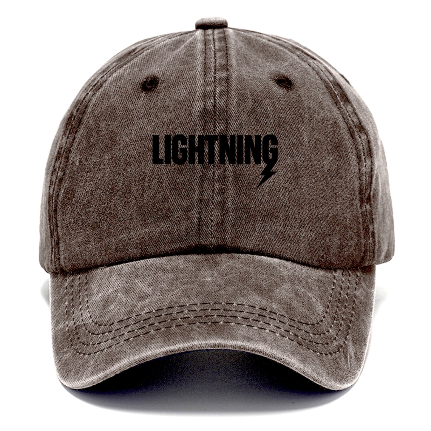 Bold typography design - "LIGHTNING" - fast, electric, striking - Classic Cap - Brown