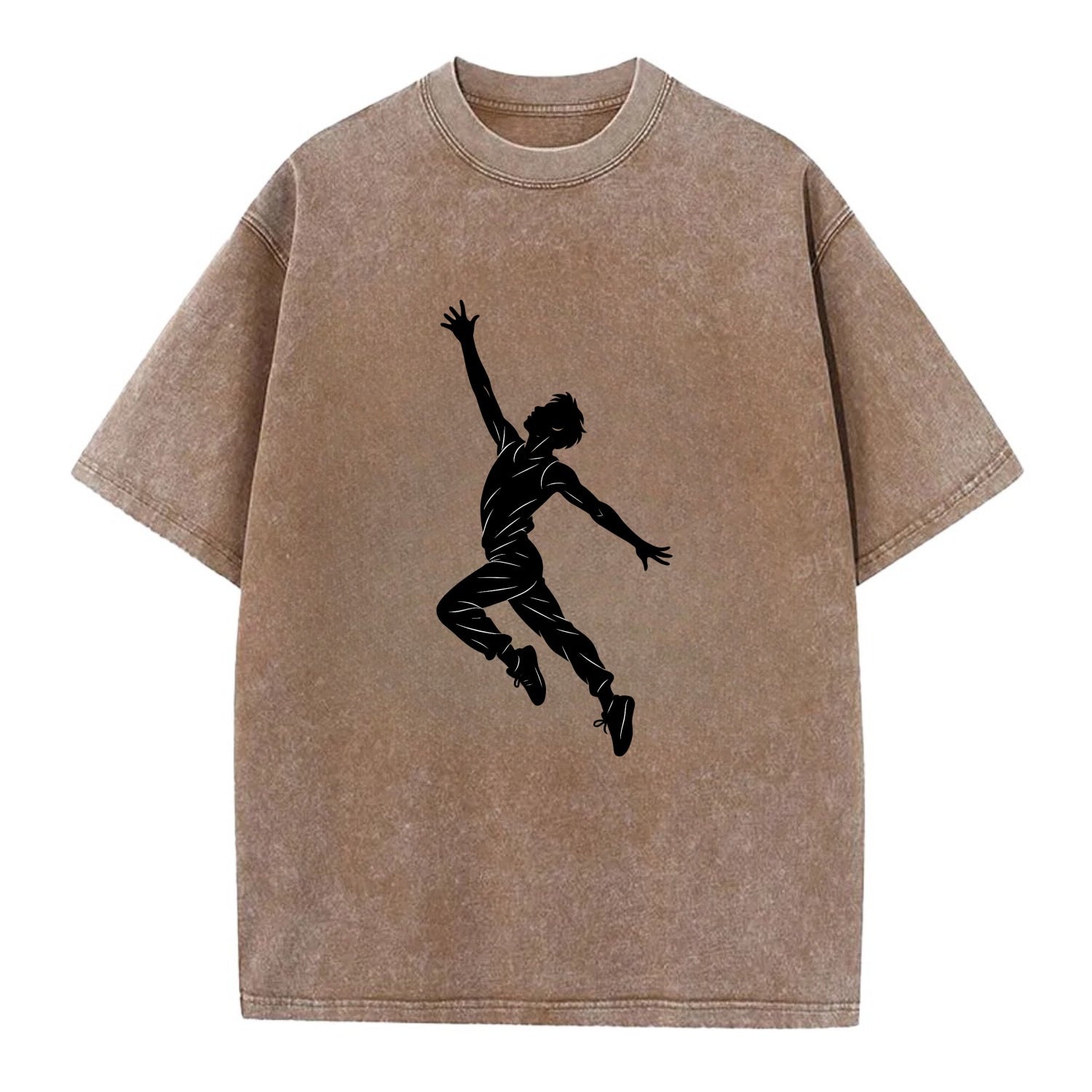 Modern dancer reaching skyward - Vintage T-shirt - Brown