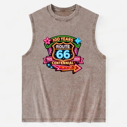 CENTENNIAL BADGE | 100 Years celebration emblem | 1926-2026 dates | - Vintage Washed Tank - Brown