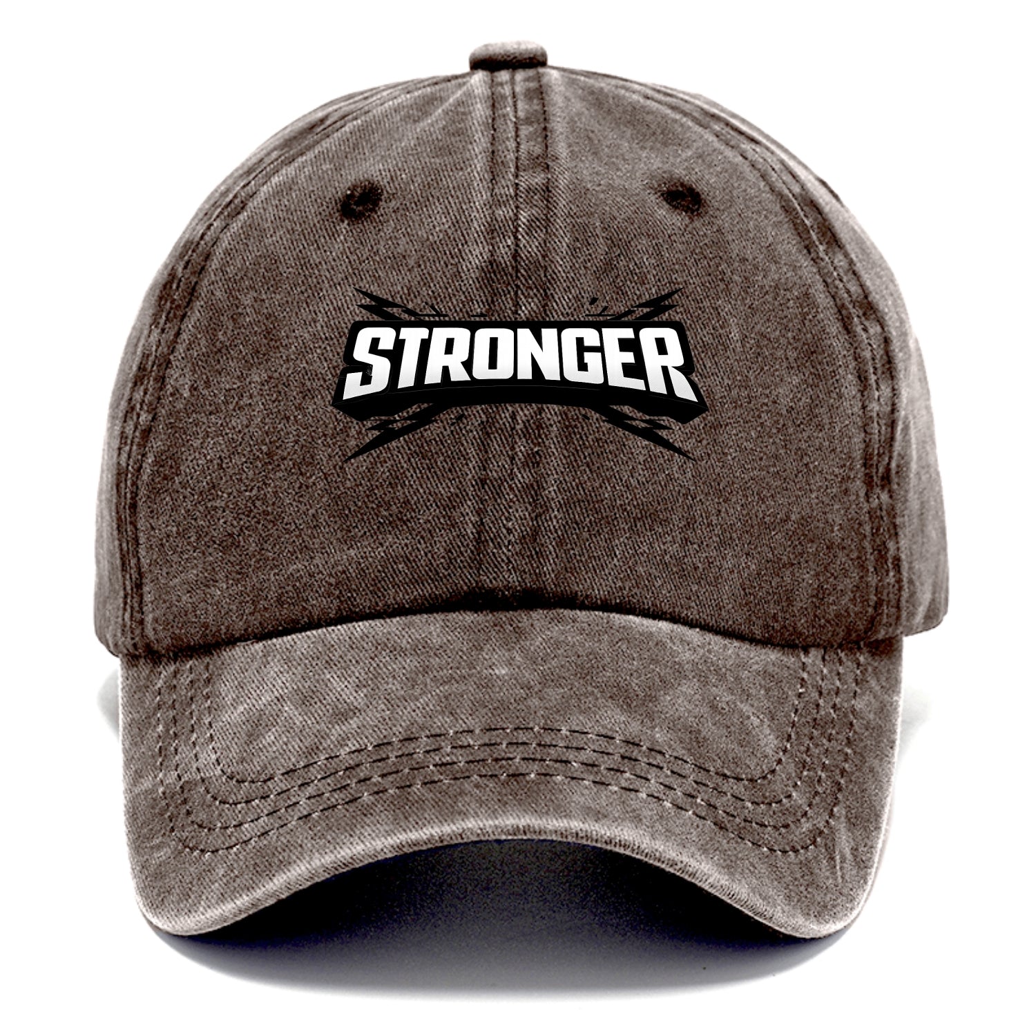 Bold typography design - "STRONGER" - getting better, building power - Classic Cap - Brown