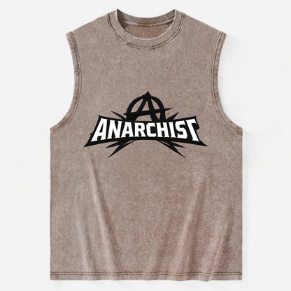 Bold typography design - "ANARCHIST" - no masters, self-governed - Vintage Washed Tank - Brown